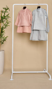 Powder Blue Embroidered Kurta Jacket Set