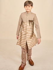 Peanut Brown-Copper Tassar Achkan Set
