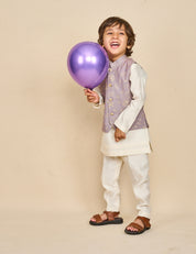 Iris Purple Zari Kurta Jacket Set