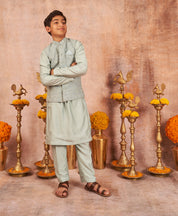 Sky Blue Lakhnawi Kurta Jacket Set