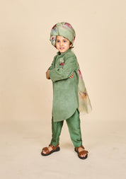 Forest Green Suede Achkan Set