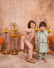 Blue Sequins Kurta Jacket Set