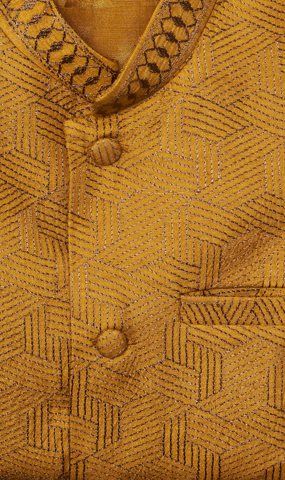 Mustard Thread Embroidered Jacket Set