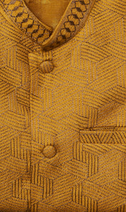 Mustard Thread Embroidered Jacket Set