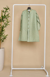 Glacial Green Tassar Long Jacket Set