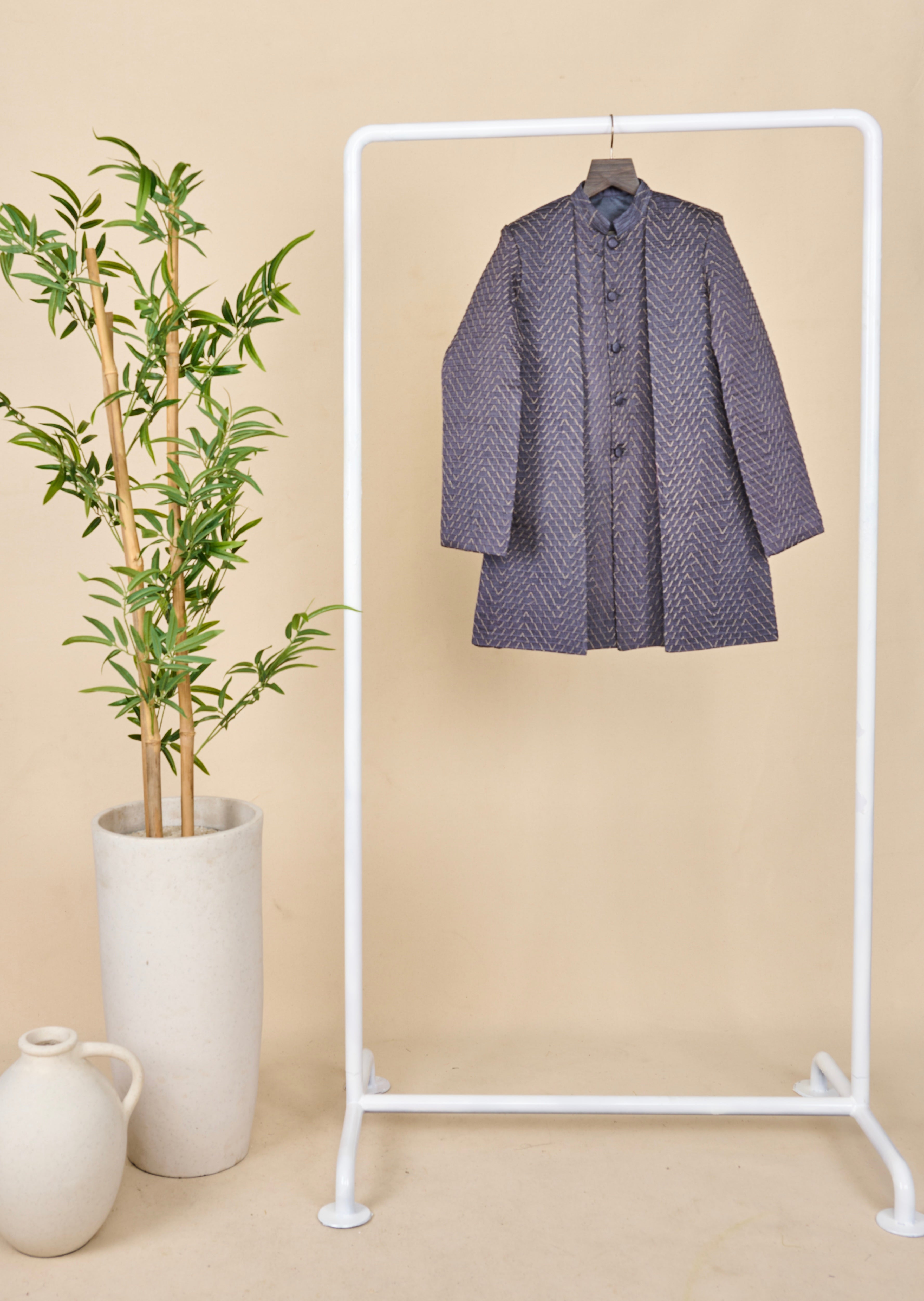 Navy Blue Layered Achkan Set