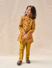 Dijon Mustard Embridered Short Achkan Set