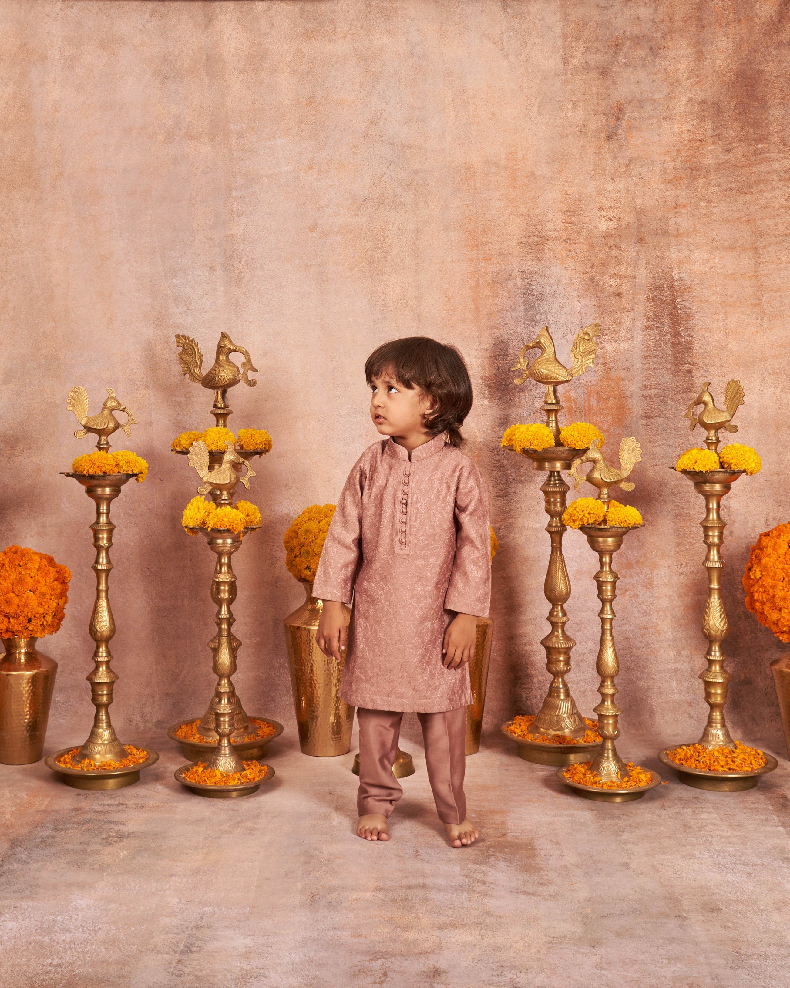 Mauve Embridered Chanderi Kurta Set