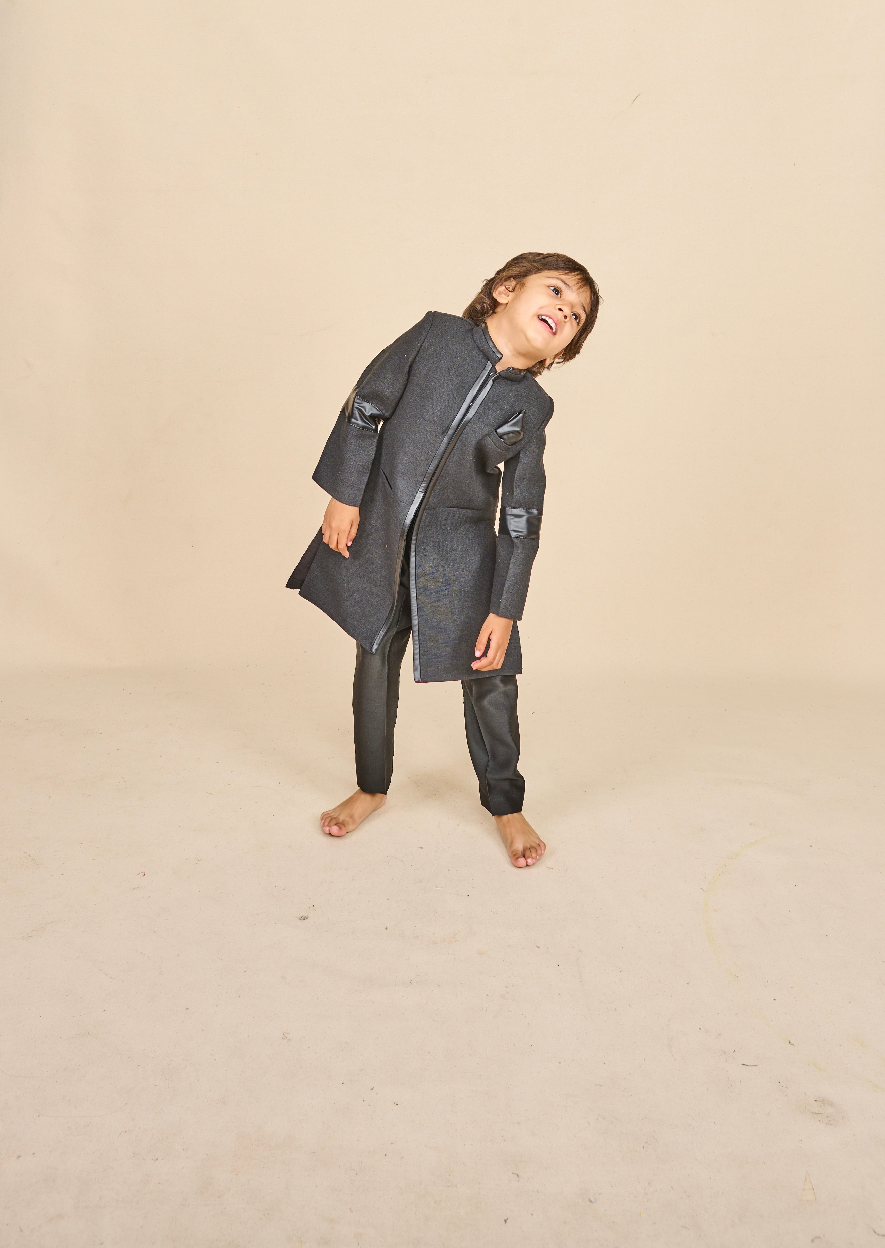 Charcoal Black Achkan Set