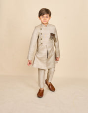 Cloudy Grey Layered Achkan Set