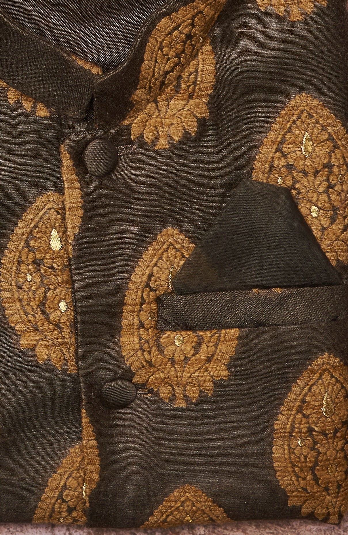 Grey Banarasi Kurta Jacket Set