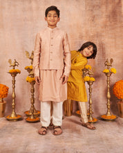 Blush Pink Embroidered Kurta Jacket Set
