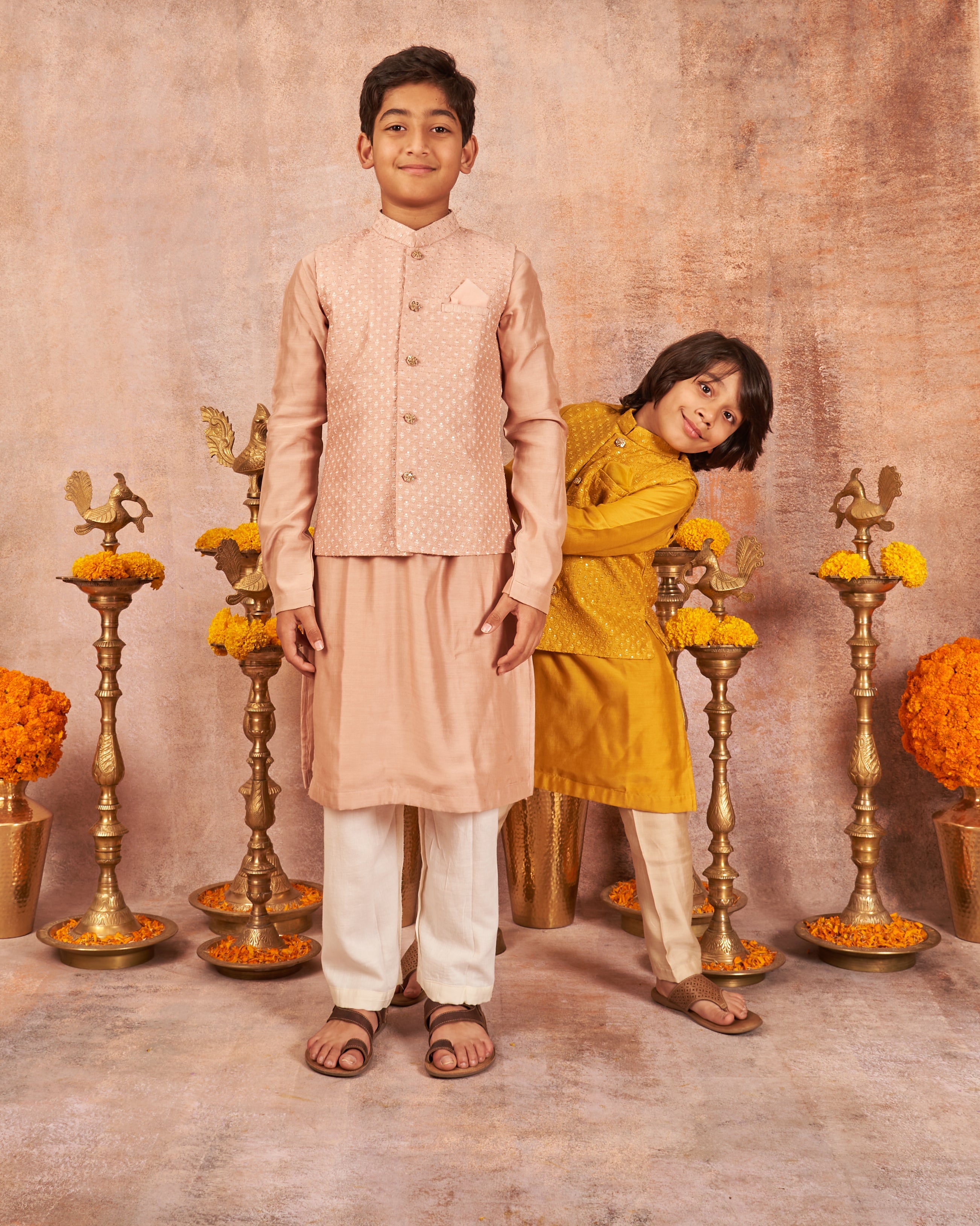 Blush Pink Embroidered Kurta Jacket Set