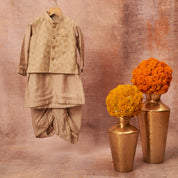 Beige Moonga Zari Kurta Dhoti Set