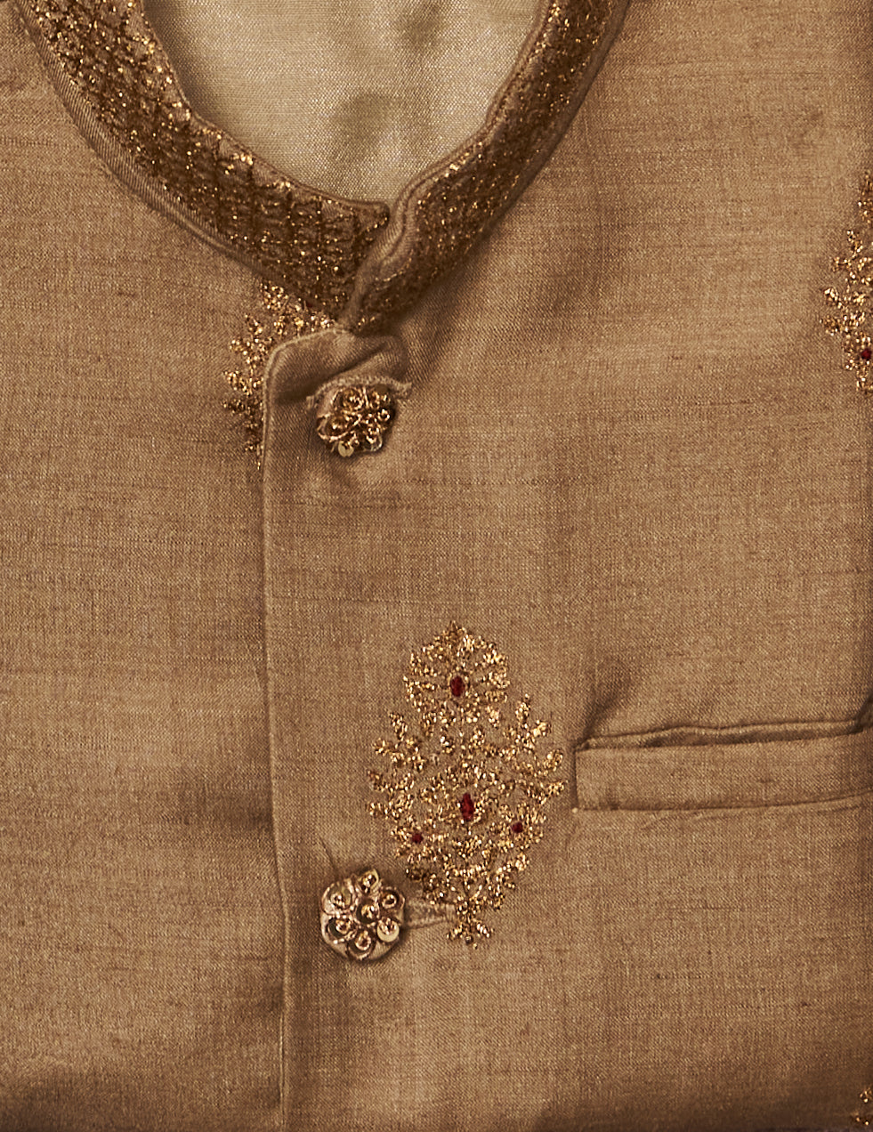 Grey Moonga Kurta Jacket Set