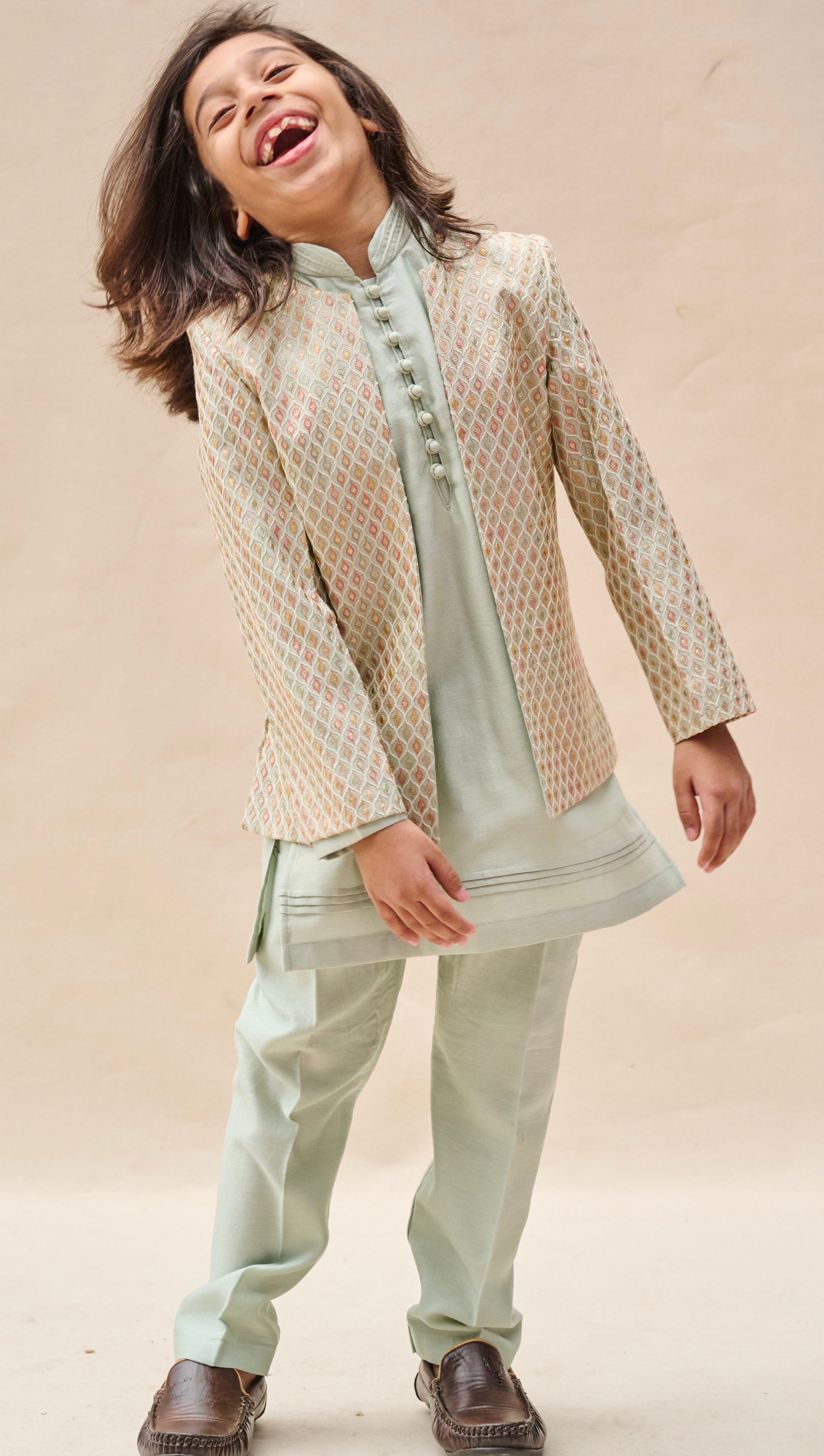 Tea Green Gota-Work Jodhpuri Set