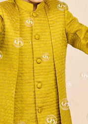 Flaxen Yellow Layered Achkan Set