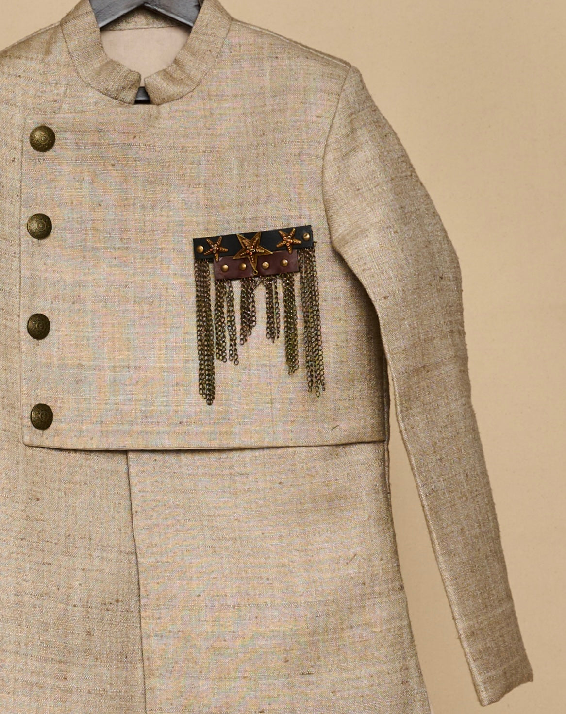 Cloudy Grey Layered Achkan Set