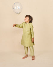 Pistachio Green Double Matka Achkan Set