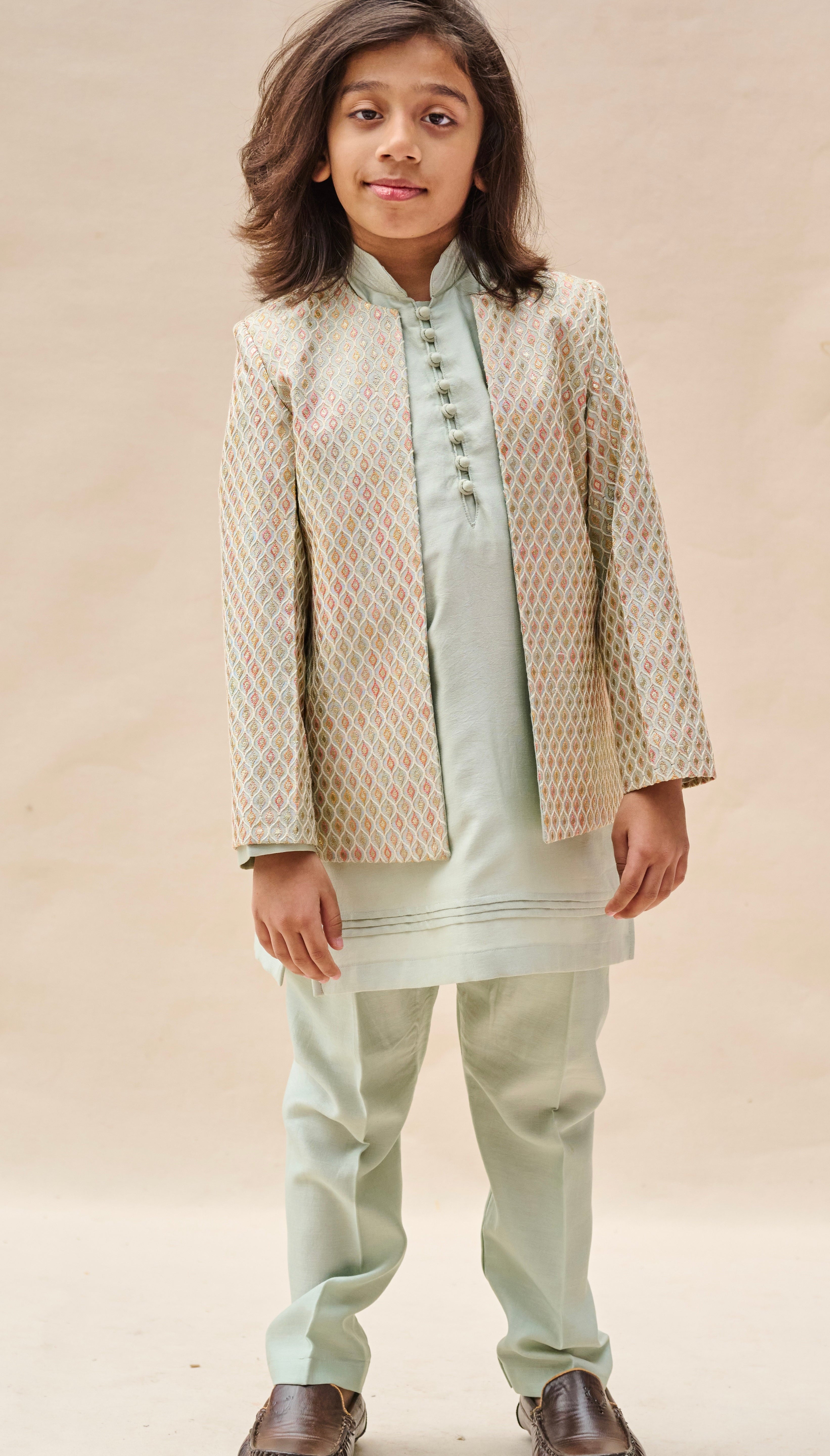 Tea Green Gota-Work Jodhpuri Set