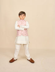 Baby Pink Zari Kurta Jacket Set
