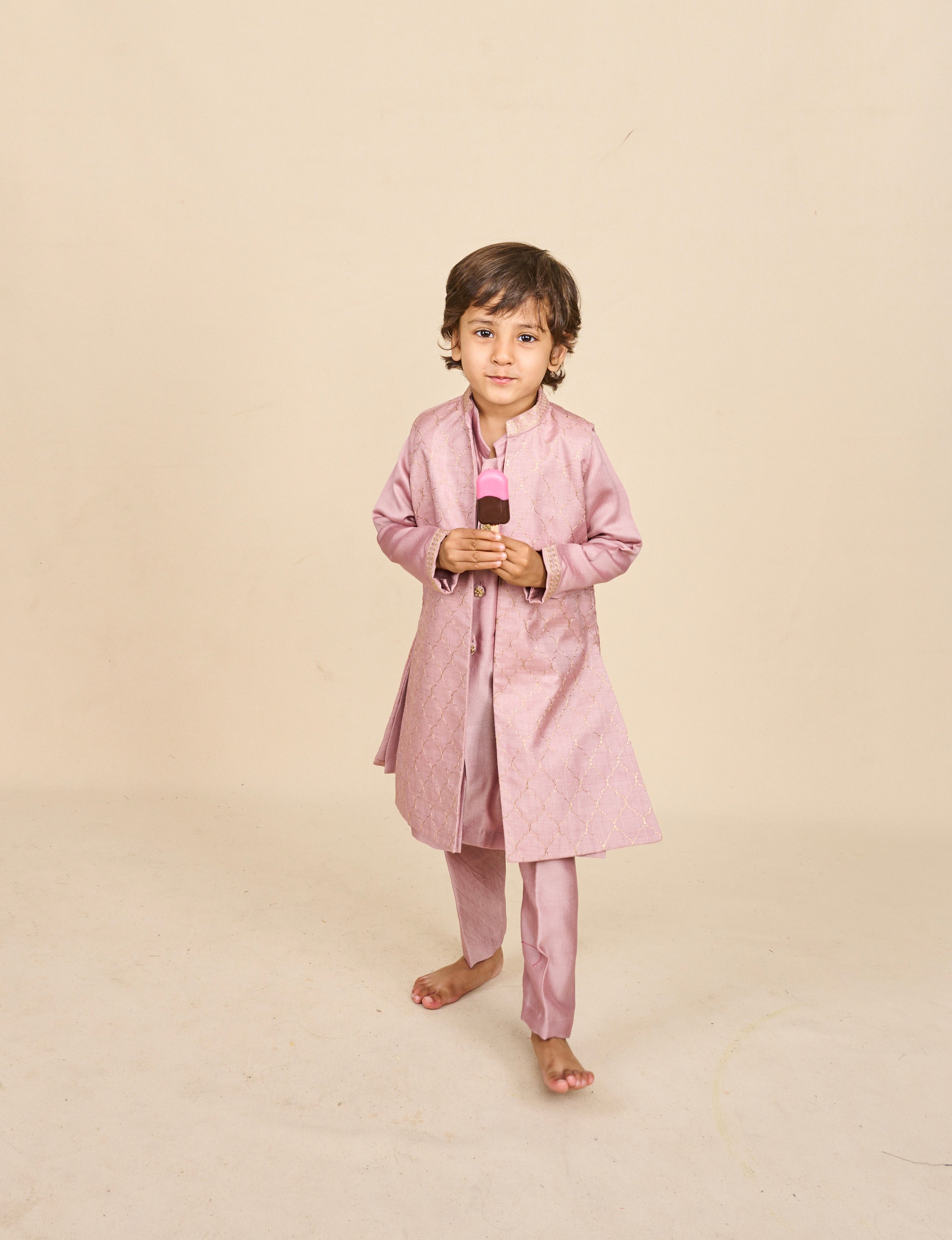 Mauve Tassar Long Jacket Set