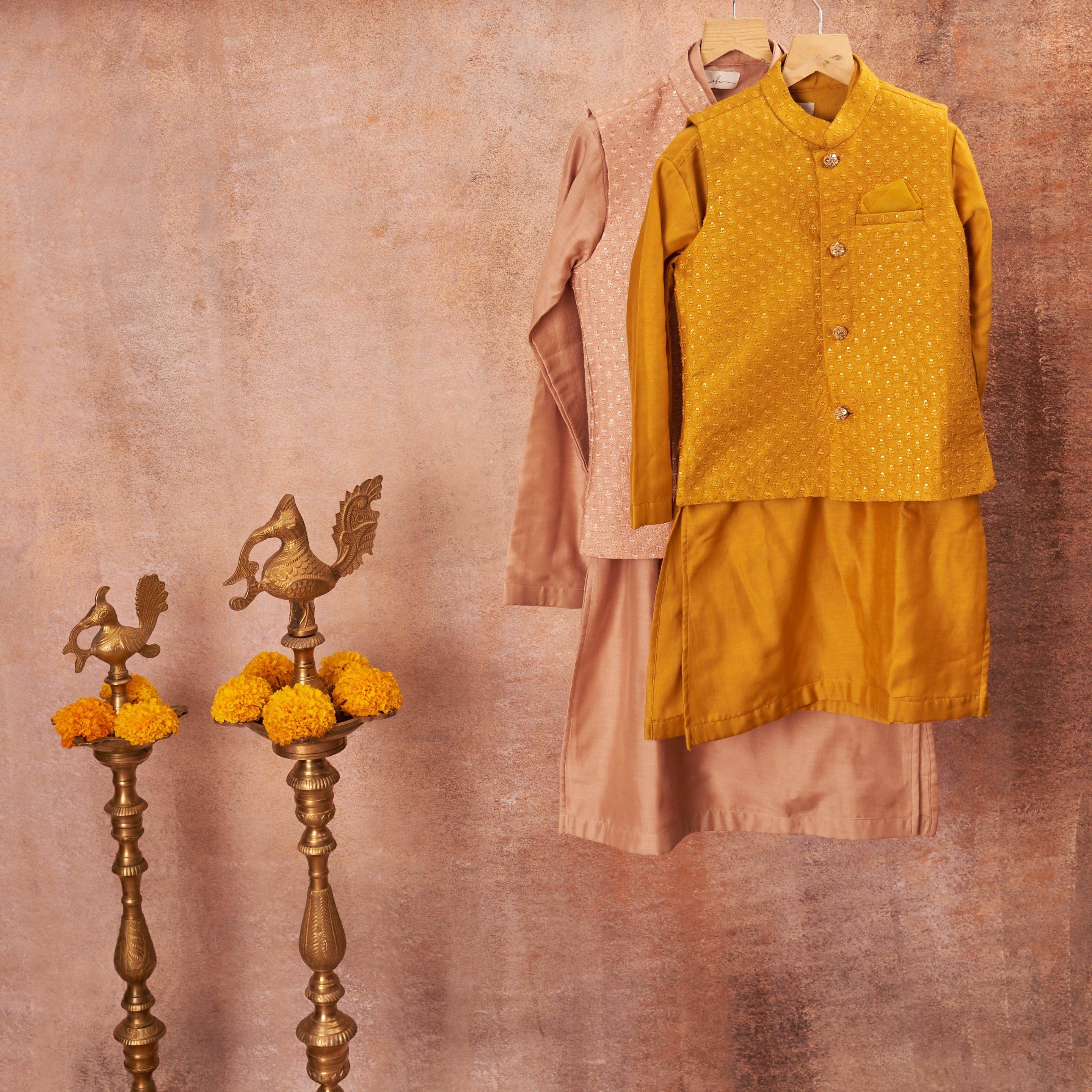 Blush Pink Embroidered Kurta Jacket Set