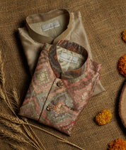 Onion Pink Handloom Silk Kurta Jacket Set