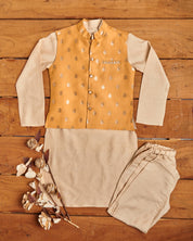 Light Orange Kurta Jacket Set