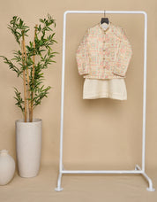 Faded-White Embroidered Bandhgala Set
