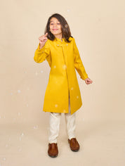 Bright Yellow Cotton Matka Achkan Set