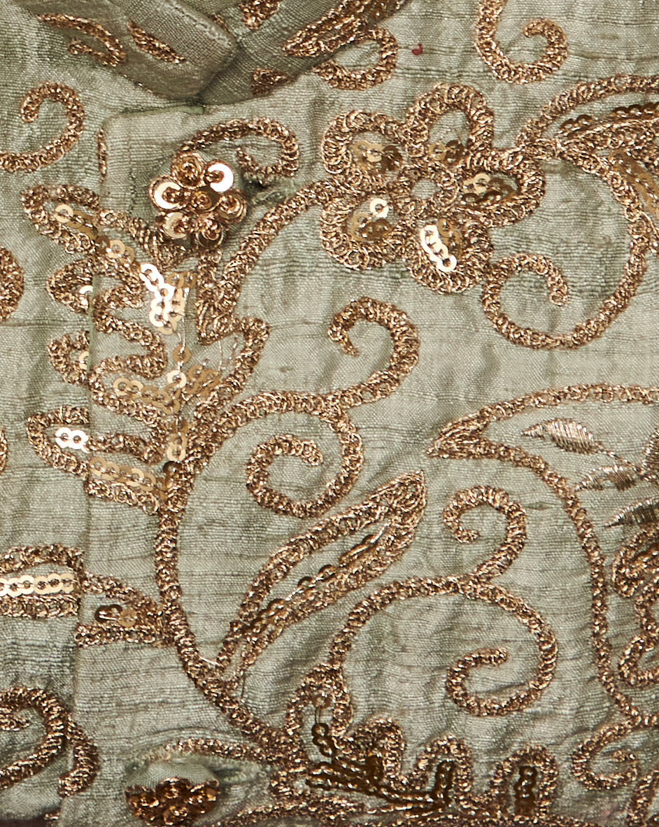 Mint Green Raw Silk Kurta Jacket Set