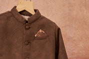 Grey Suede Achkan Set