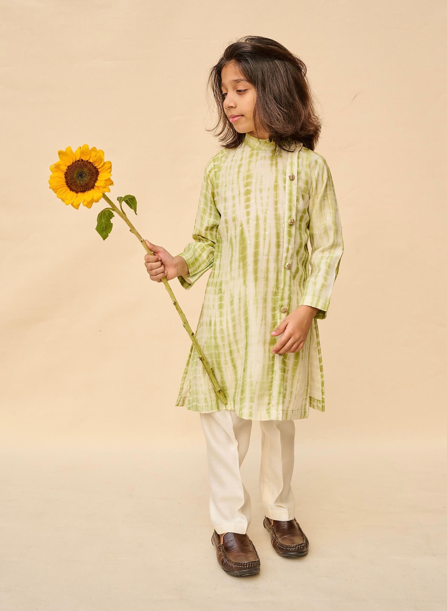 Leafy Green Tie And Die Kurta Set