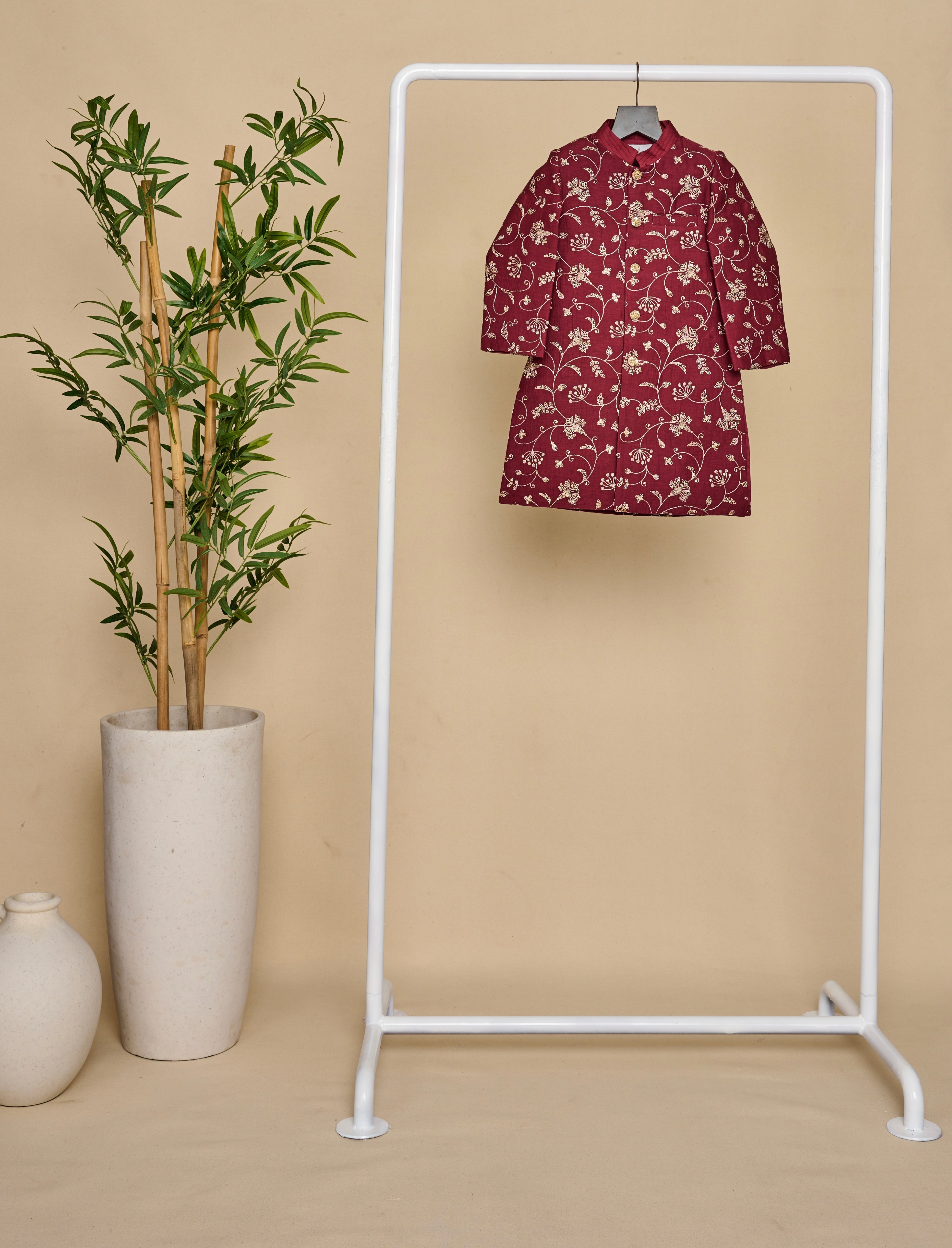 Mahogany Zari Achkan Set