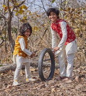 Red Patola Kurta Jacket Set
