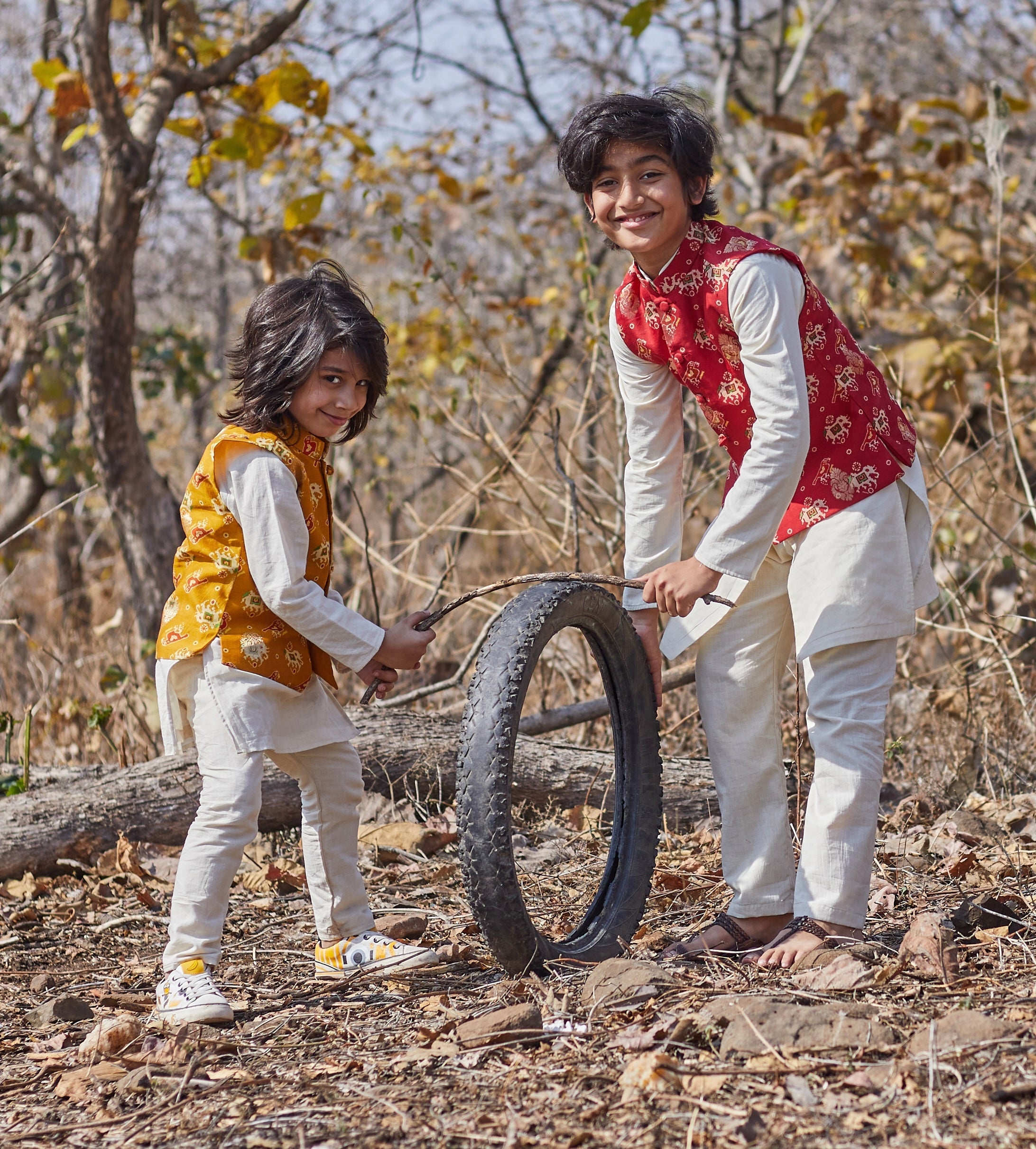 Red Patola Kurta Jacket Set