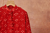 Red Bandhani Kurta Dhoti Set