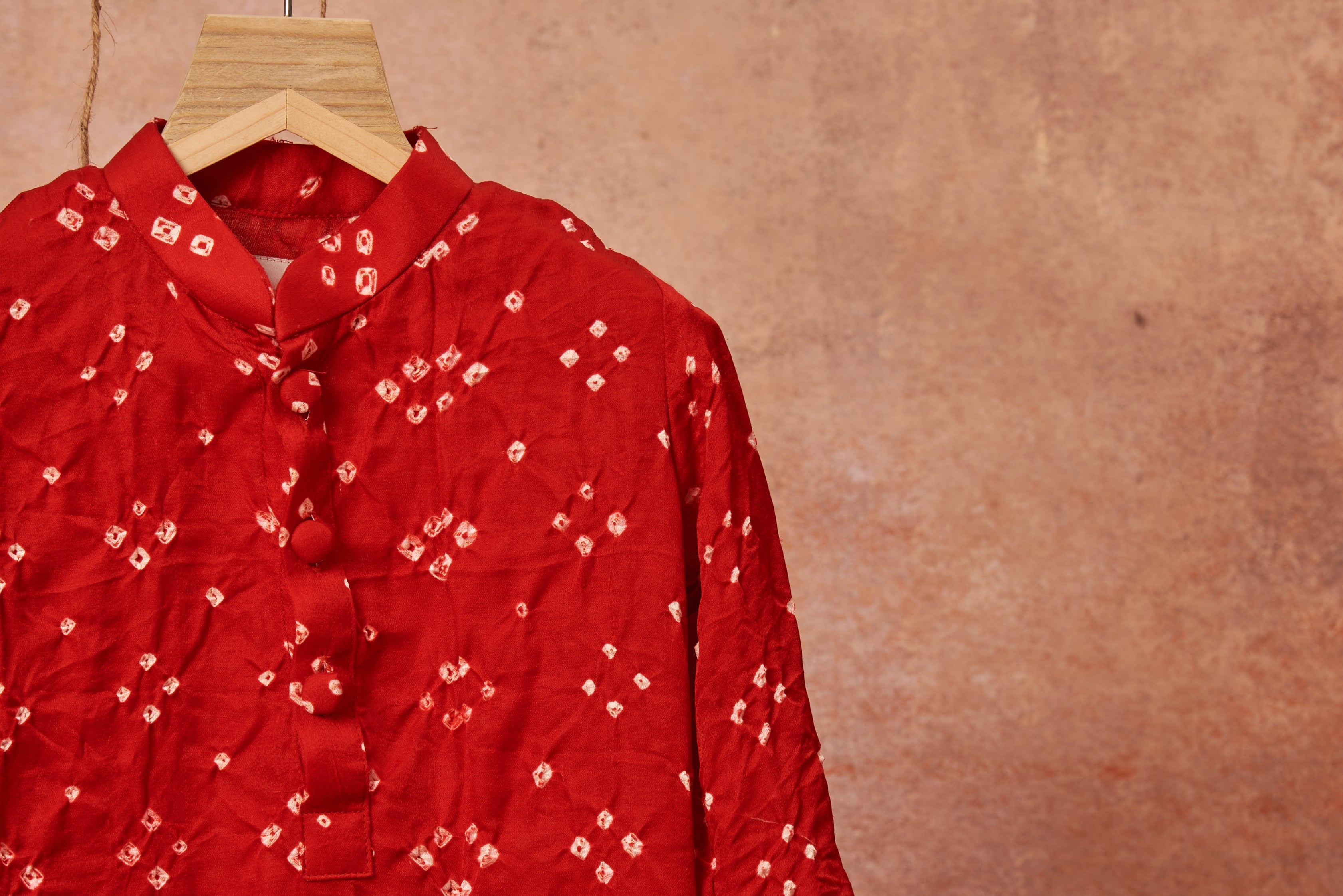 Red Bandhani Kurta Dhoti Set