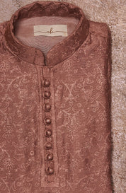 Mauve Embridered Chanderi Kurta Set