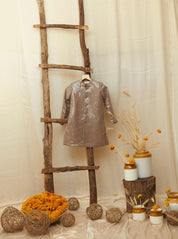 Ash Grey Water Sequins Achkan Set