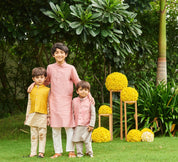 Blush Pink Mukaish Kurta Jacket Set