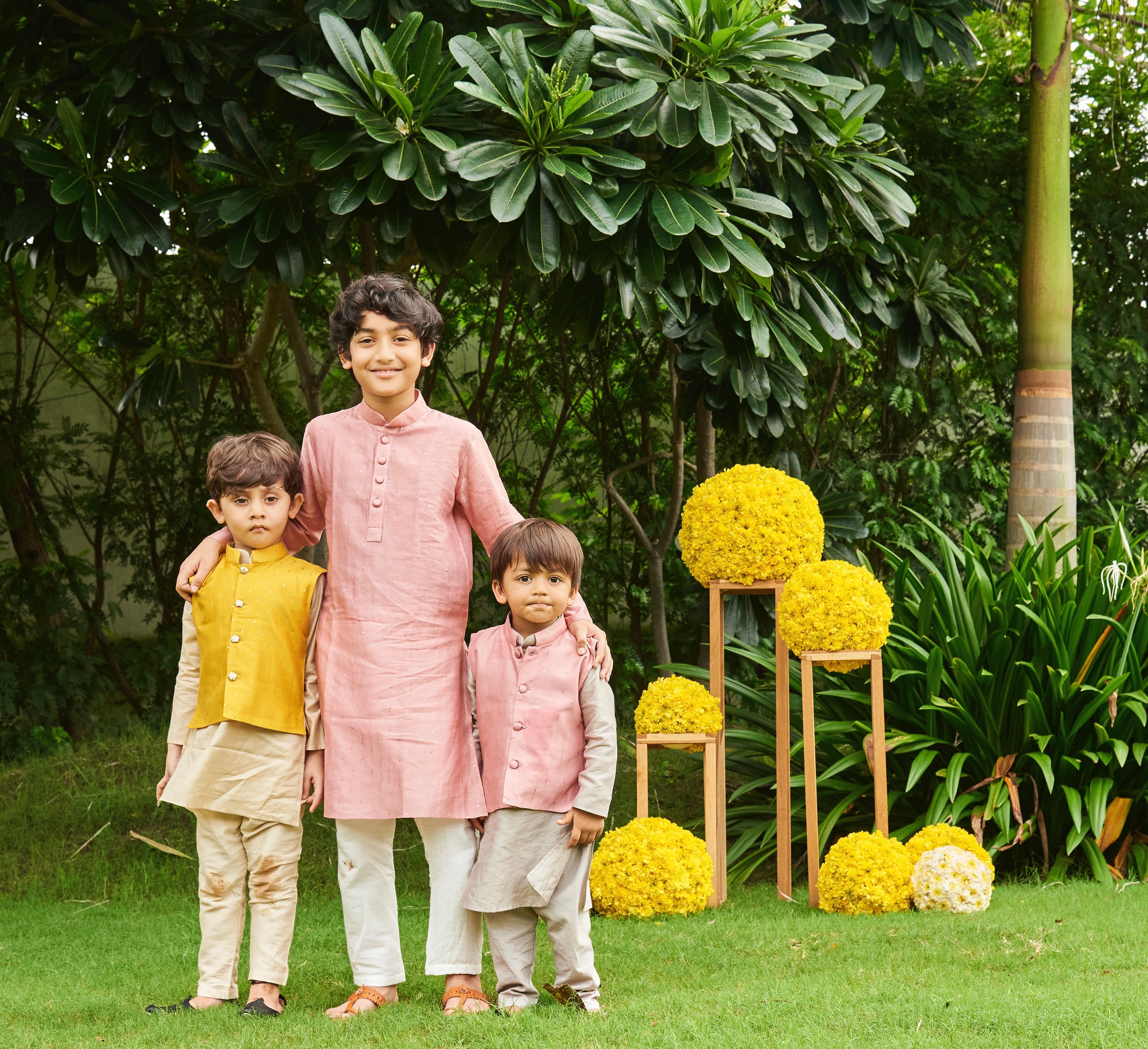 Blush Pink Mukaish Kurta Jacket Set