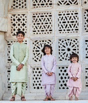 Lavender Maheshwari Kurta Dhoti Set