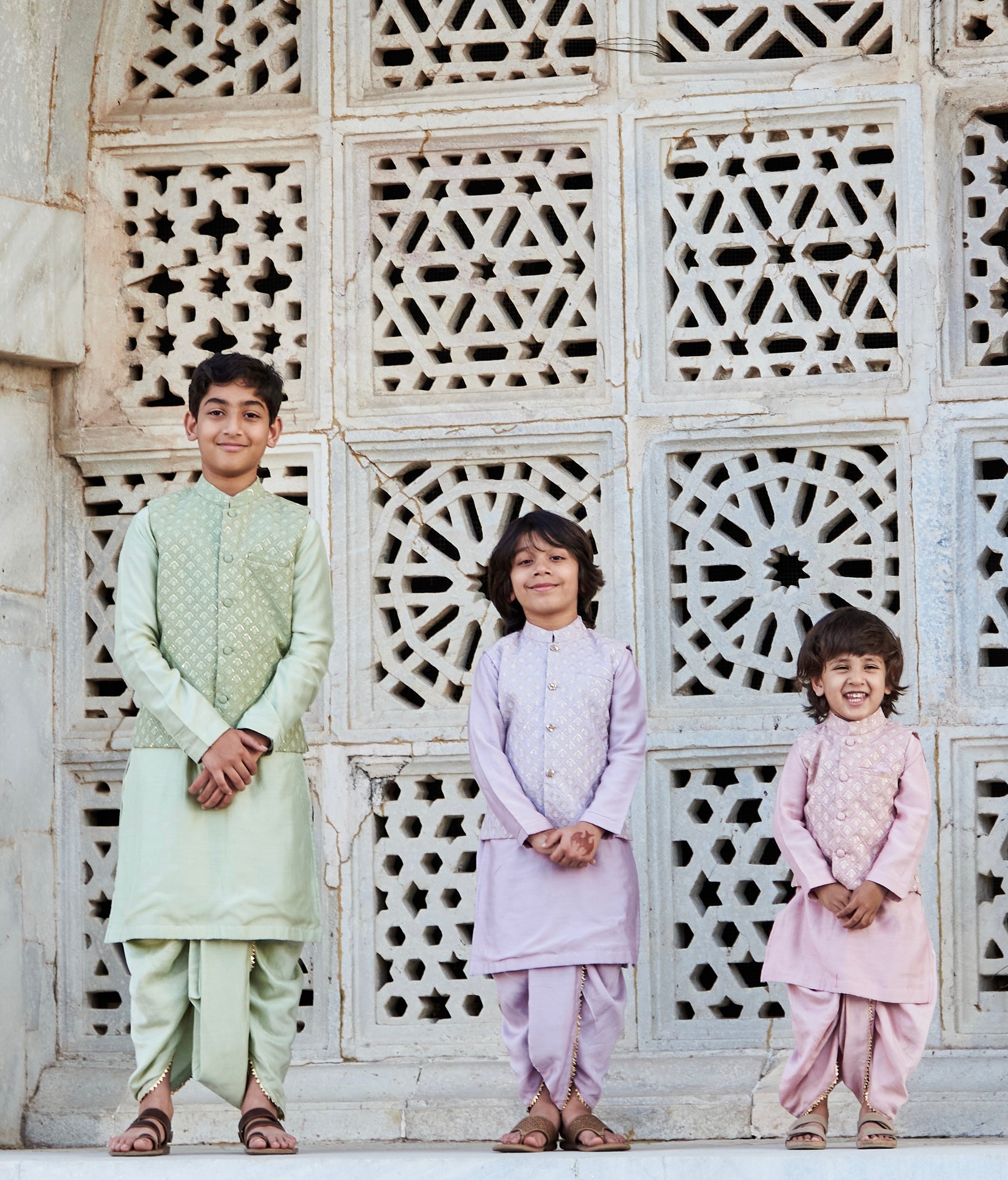 Lavender Maheshwari Kurta Dhoti Set