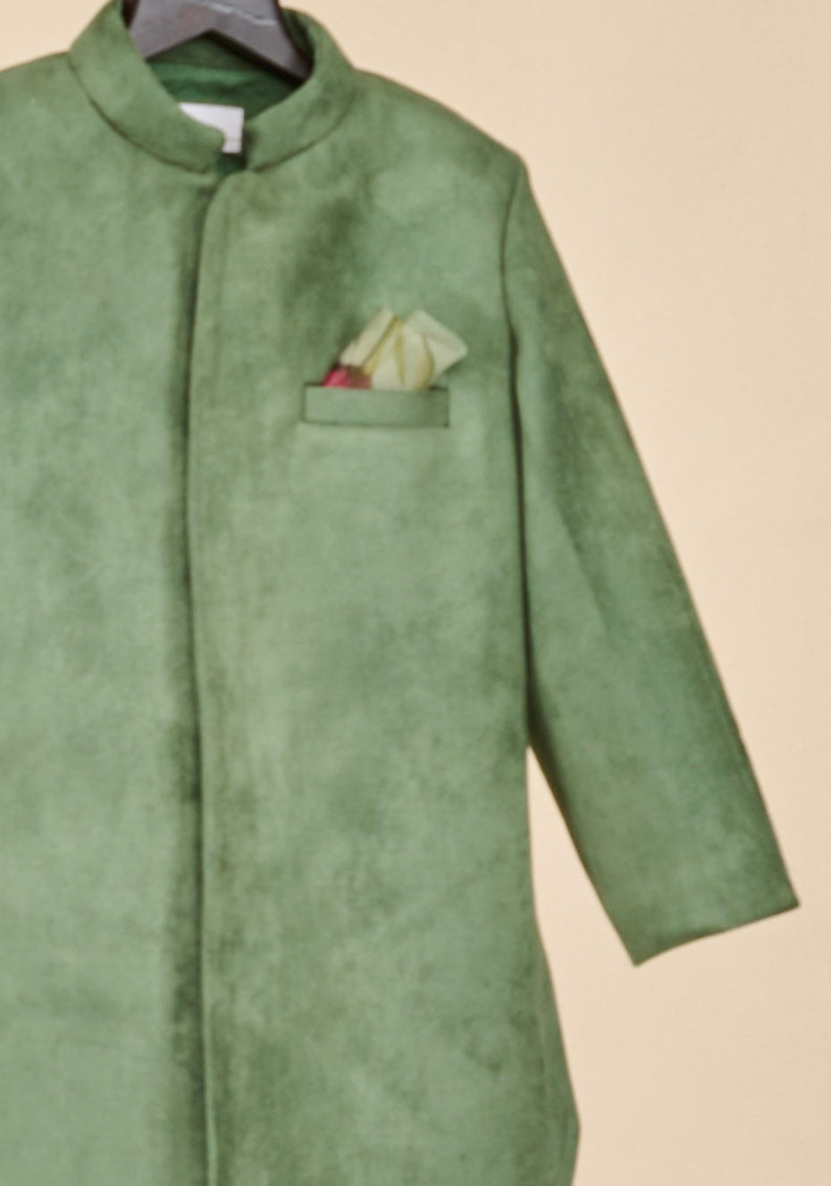 Forest Green Suede Achkan Set