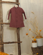 Wine Lakhnavi Achkan Set