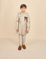 Cloudy Grey Layered Achkan Set