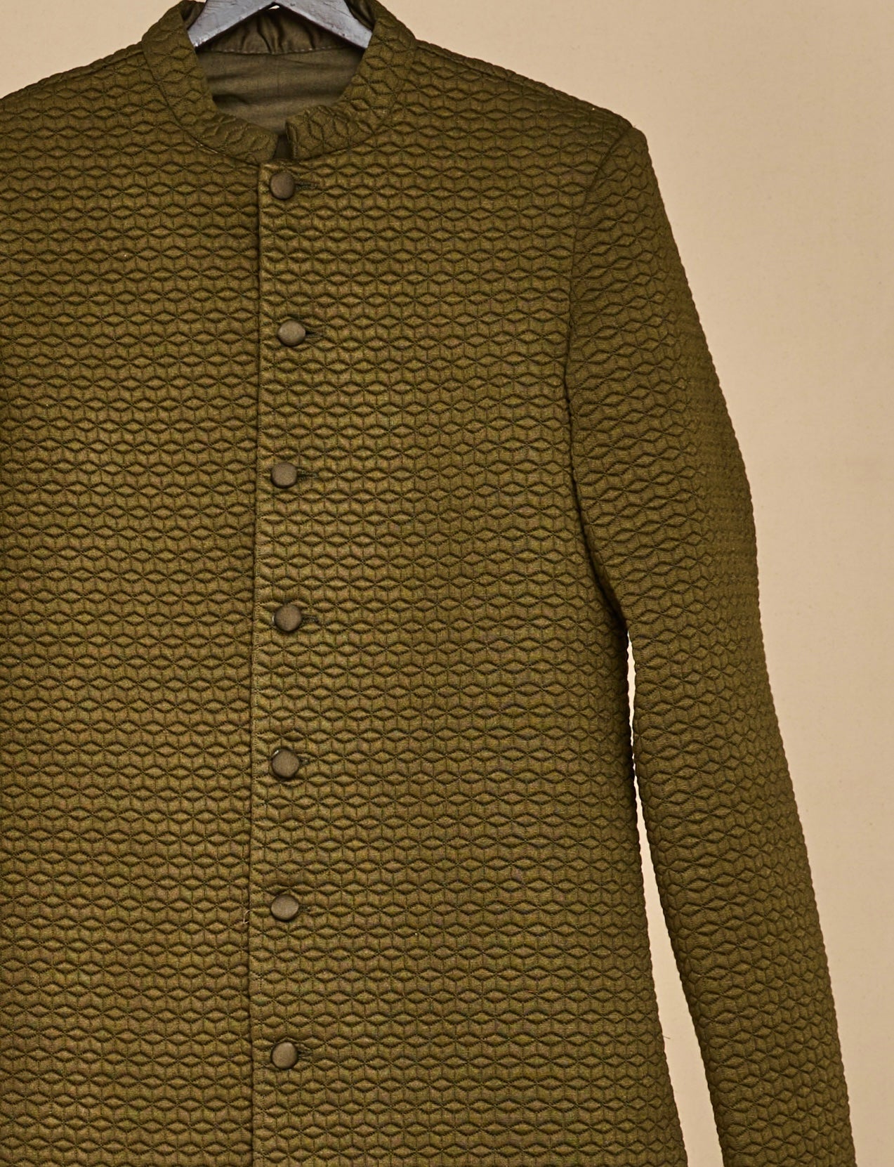 Seaweed Green Quilted Achkan Set