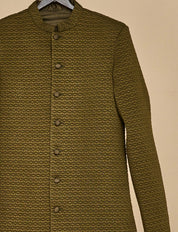 Seaweed Green Quilted Achkan Set